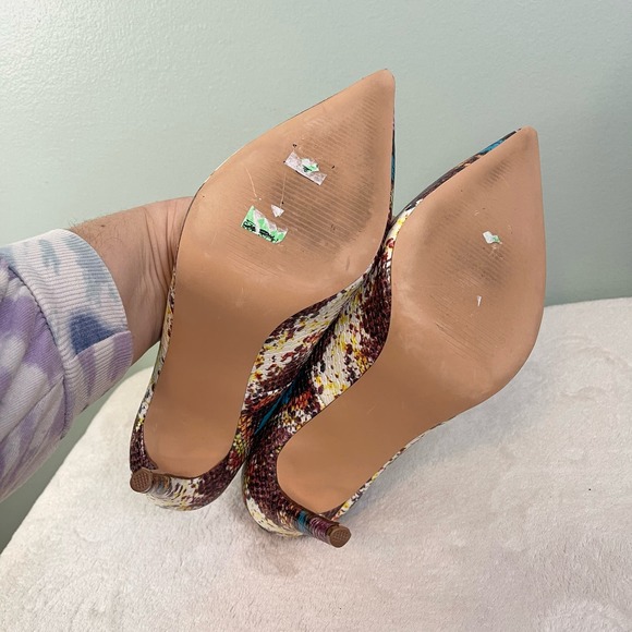 Steven Madden Poet Multicolor Snake Embossed Pointed Toe Stiletto Heel Pumps 9.5 - Picture 9 of 9